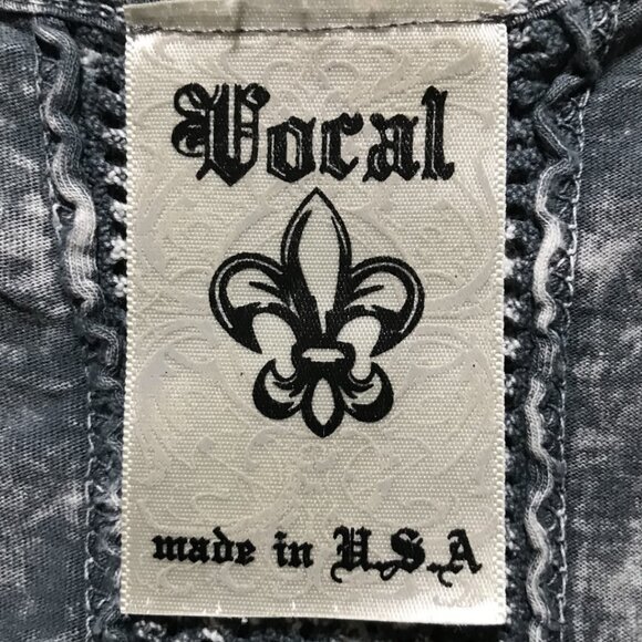 Vocal Blue Tie Dye Rhinestone Embellished V-Neck Tee - Picture 5 of 9